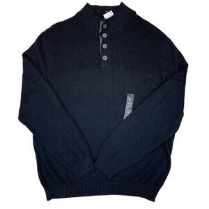 Club Room Mens Ribbed Four-Button Sweater Black XL